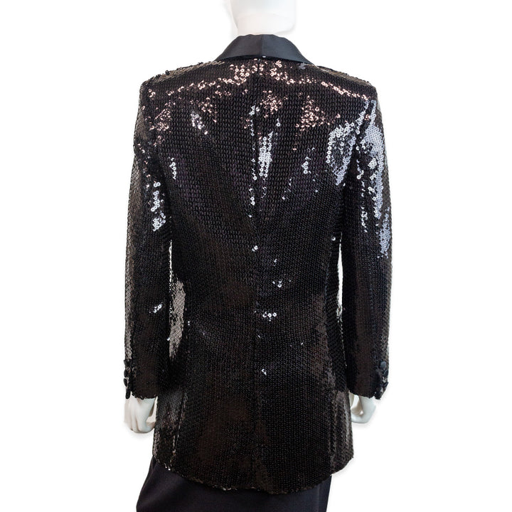 Michael Kors Black Sequin Shawl Collar Blazer