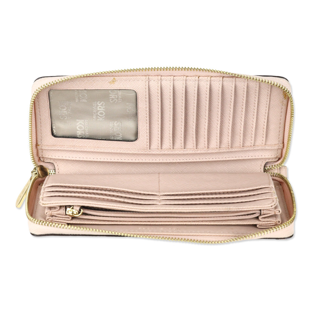 Michael Kors Blush Pink Pebble Leather Continental Wallet Wristlet