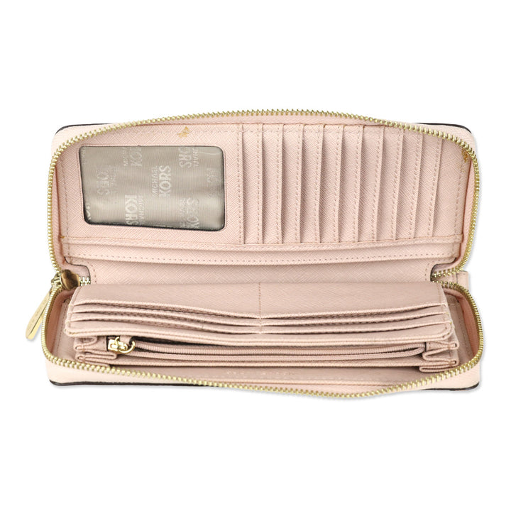 Michael Kors Blush Pink Pebble Leather Continental Wallet Wristlet