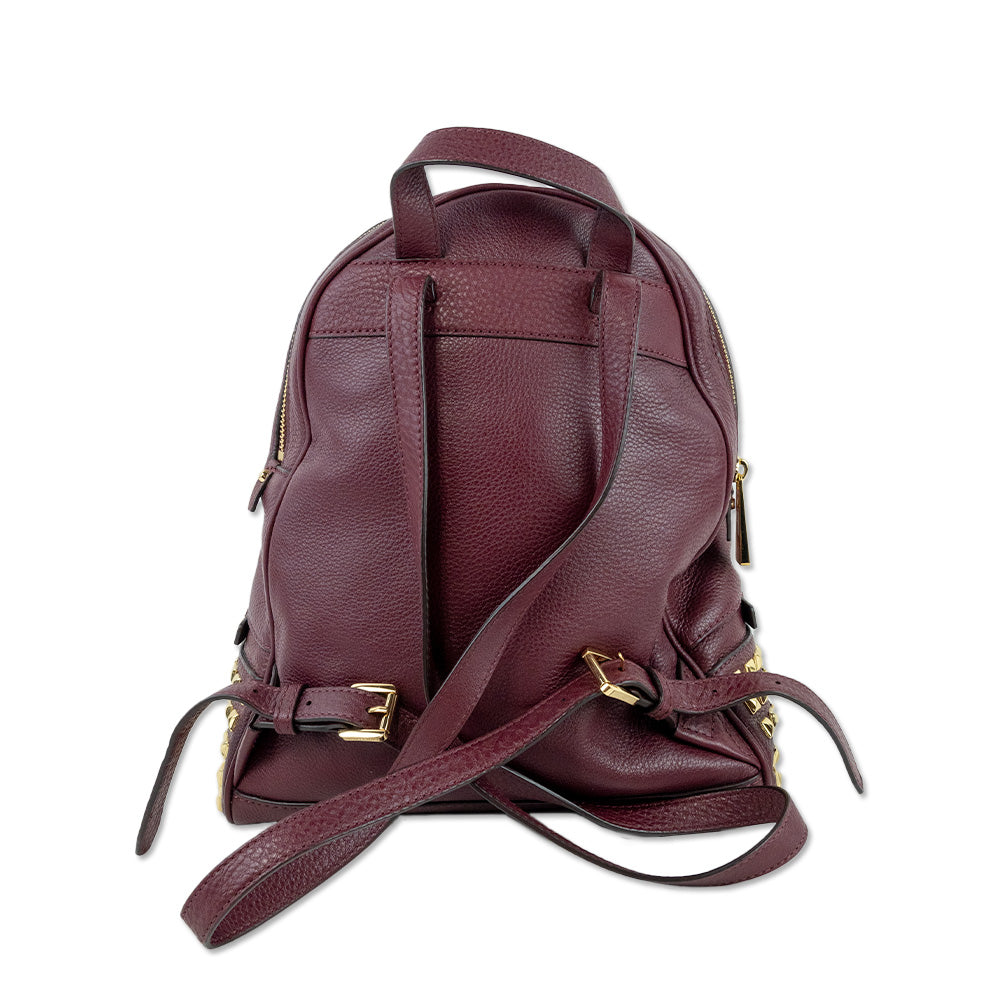 Michael Kors Burgundy Leather Gold Studded Backpack