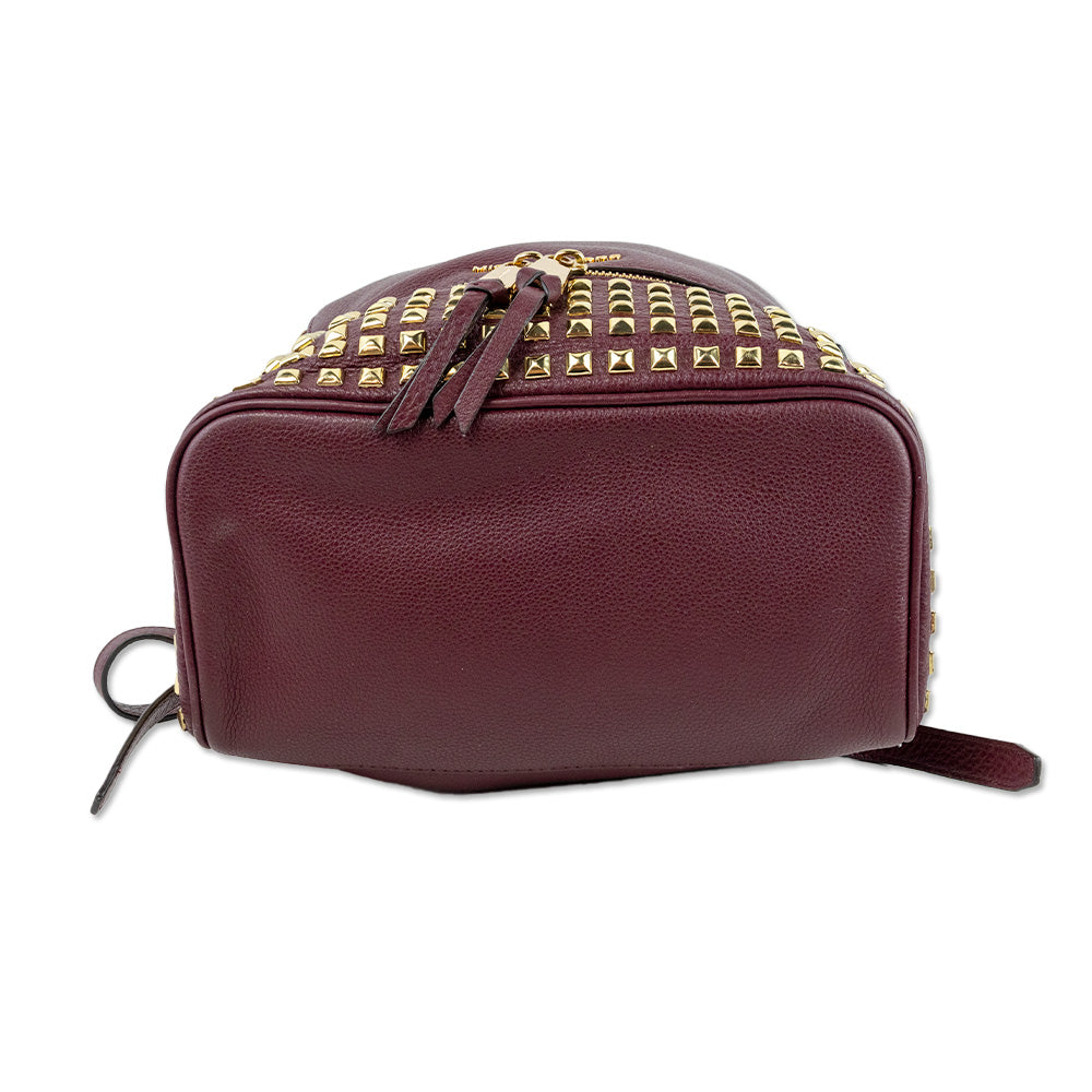 Michael Kors Burgundy Leather Gold Studded Backpack