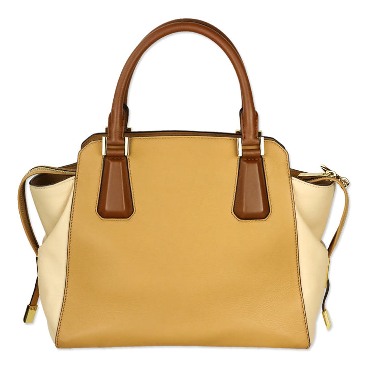 Michael Kors Collection Miranda Medium Tan Colorblock Leather Satchel