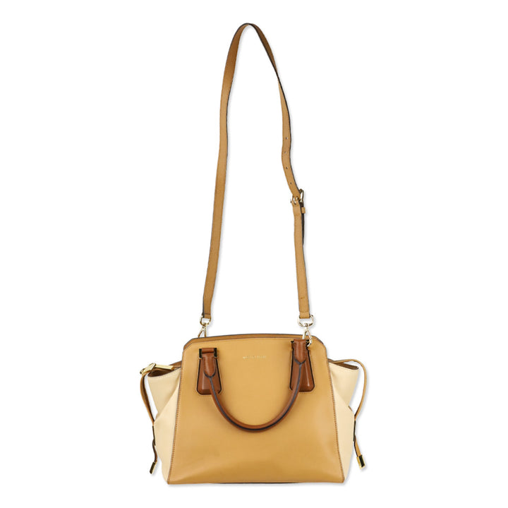 Michael Kors Collection Miranda Medium Tan Colorblock Leather Satchel