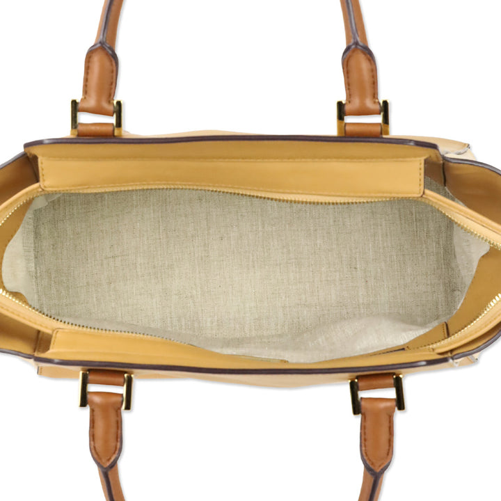 Michael Kors Collection Miranda Medium Tan Colorblock Leather Satchel
