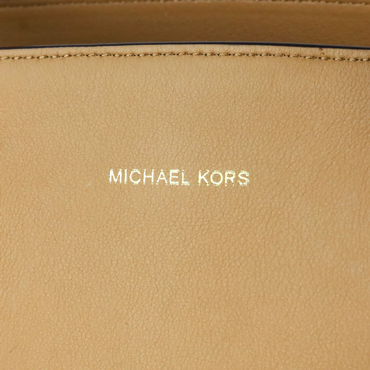 Michael Kors Collection Miranda Medium Tan Colorblock Leather Satchel