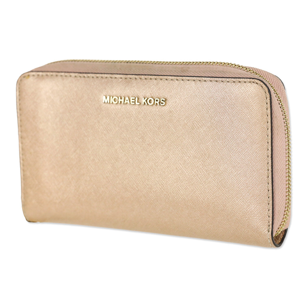 Michael Kors Rose Gold Large Saffiano Leather Smartphone Wristlet