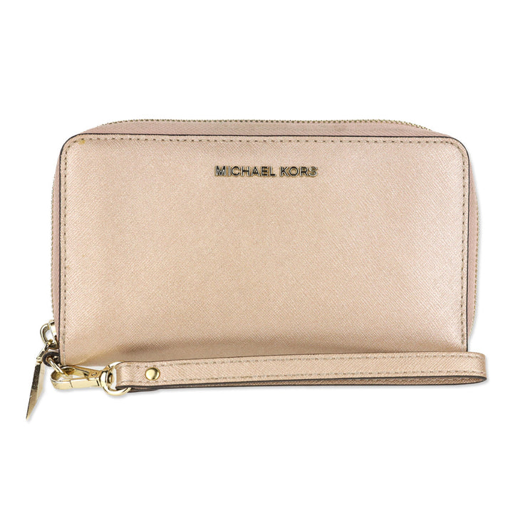 Michael Kors Rose Gold Large Saffiano Leather Smartphone Wristlet