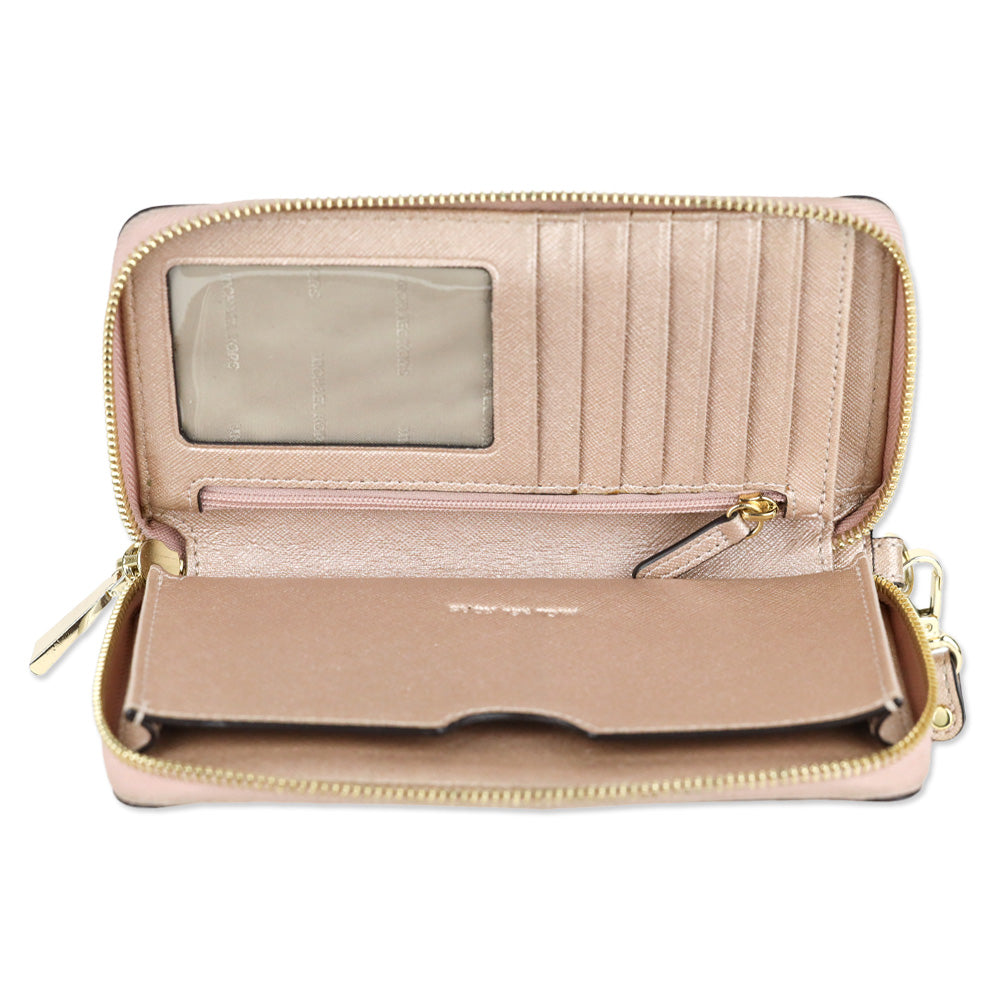 Michael Kors Rose Gold Large Saffiano Leather Smartphone Wristlet
