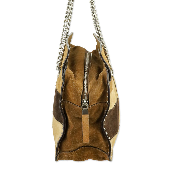 Michael Michael Kors Brown Patchwork Suede Astor Large Messenger