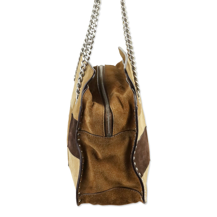 Michael Michael Kors Brown Patchwork Suede Astor Large Messenger
