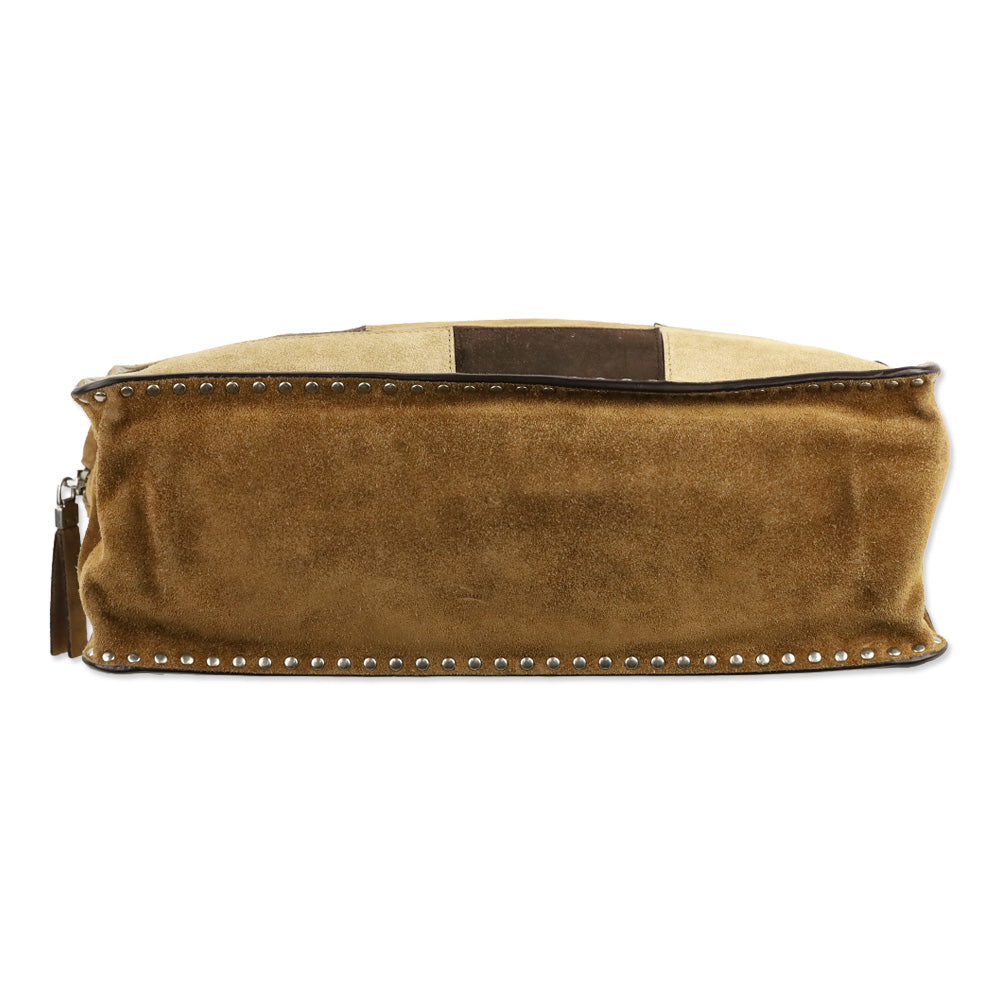 Michael Michael Kors Brown Patchwork Suede Astor Large Messenger