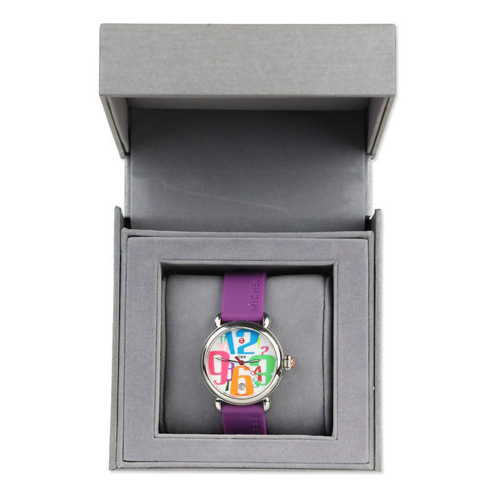 Michele CSX Grand Carousel Watch with Purple Silicone Band