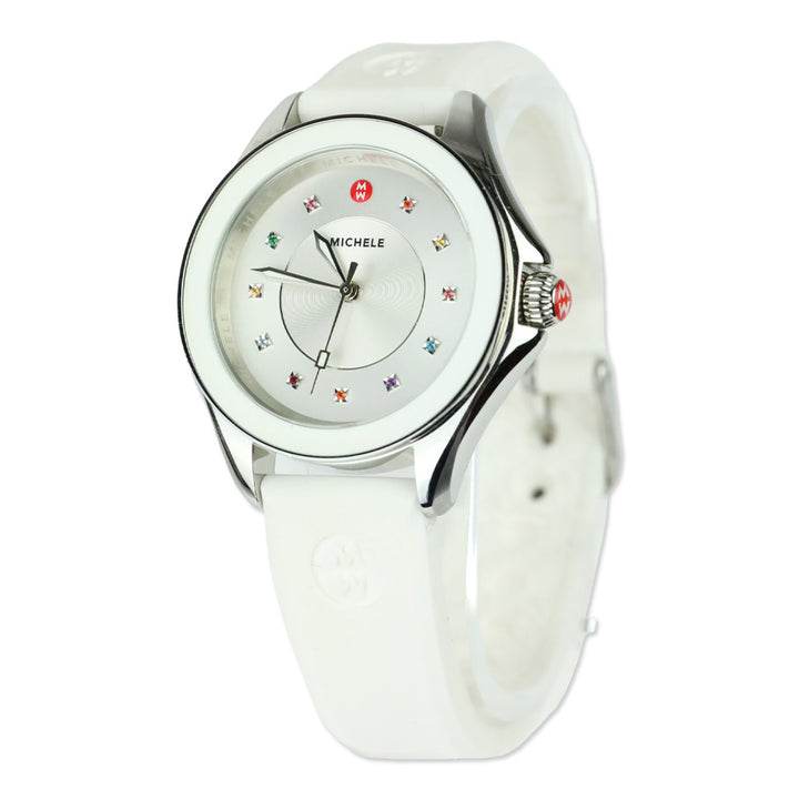 Michele Cape Silver Dial Silicone Watch