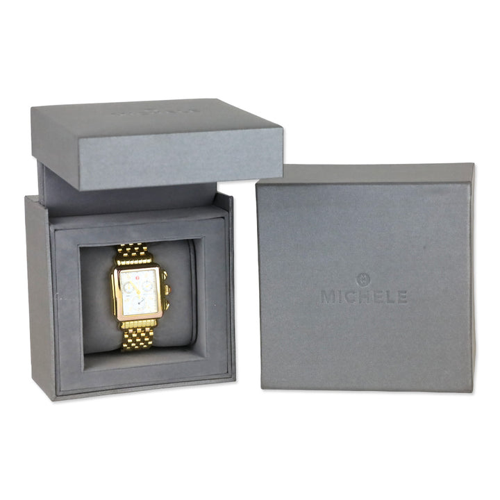 Michele Deco Day Gold-Plated Diamond Dial Watch