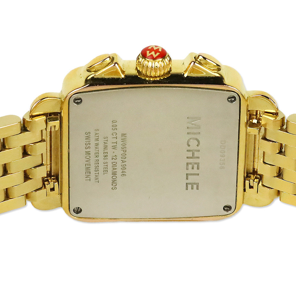 Michele Deco Day Gold-Plated Diamond Dial Watch