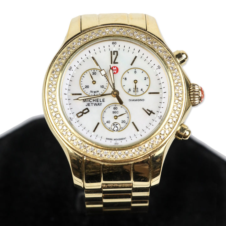 Michele Jetway Diamond Gold Watch
