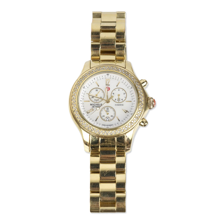 Michele Jetway Diamond Gold Watch