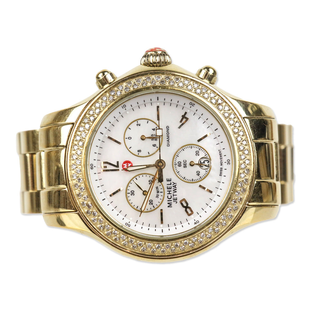 Michele Jetway Diamond Gold Watch