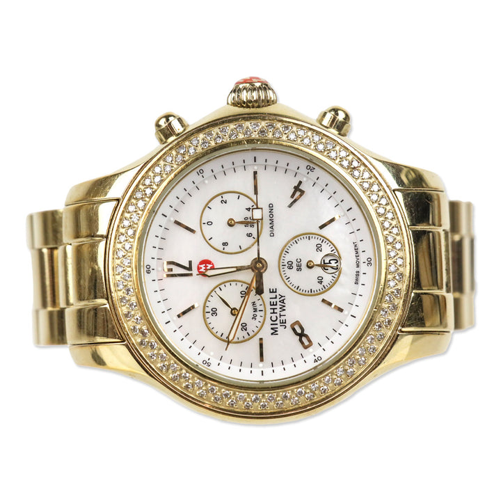 Michele Jetway Diamond Gold Watch