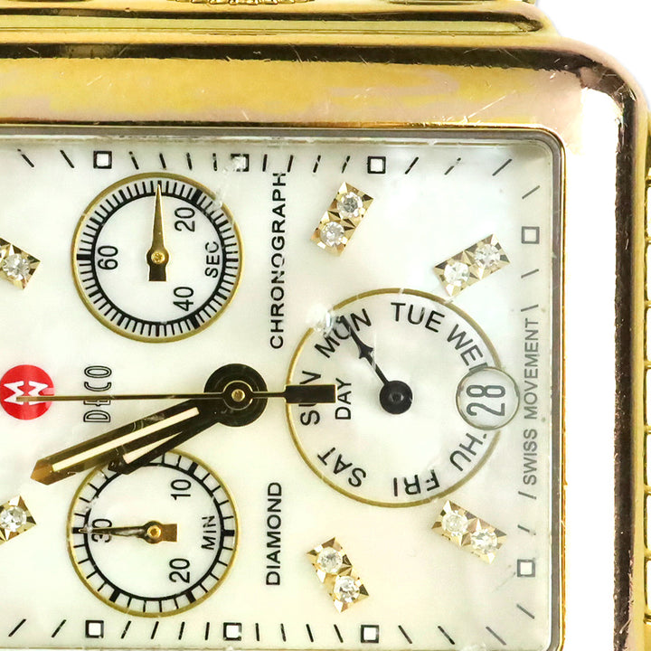 Michele Deco Day Gold-Plated Diamond Dial Watch
