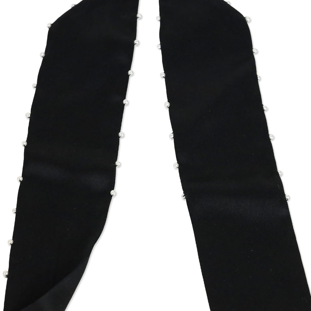 Mignonne Gavigan Black Silk Pearl Trim Scarf