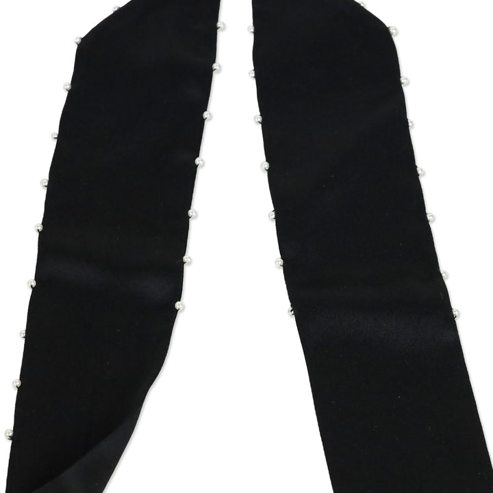 Mignonne Gavigan Black Silk Pearl Trim Scarf