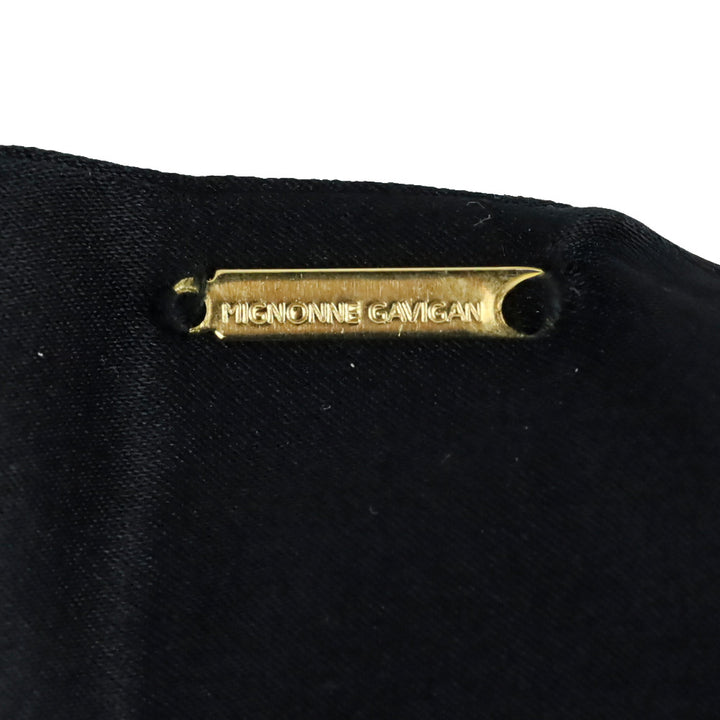 Mignonne Gavigan Black Silk Pearl Trim Scarf