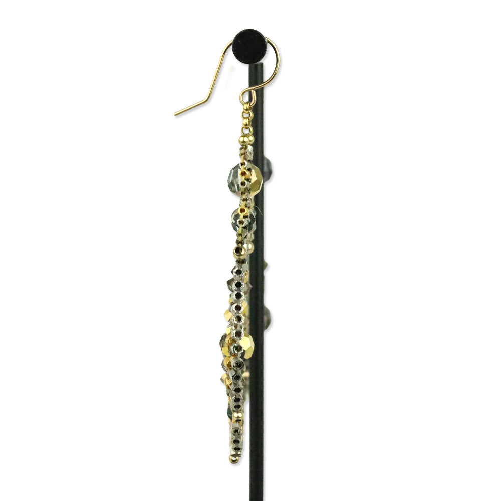 Miguel Ases Gold & Silver Crystal Beaded Flower Earrings