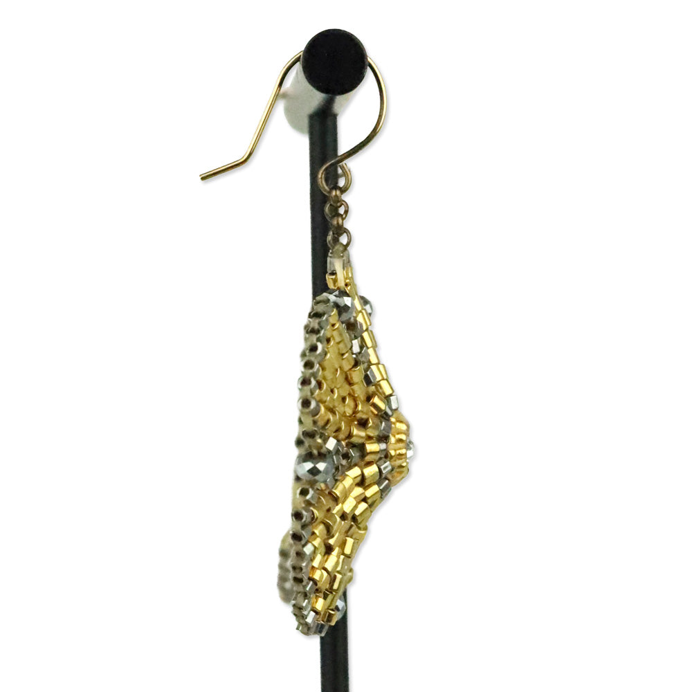 Miguel Ases Silver & Gold Crystal Beaded Earrings