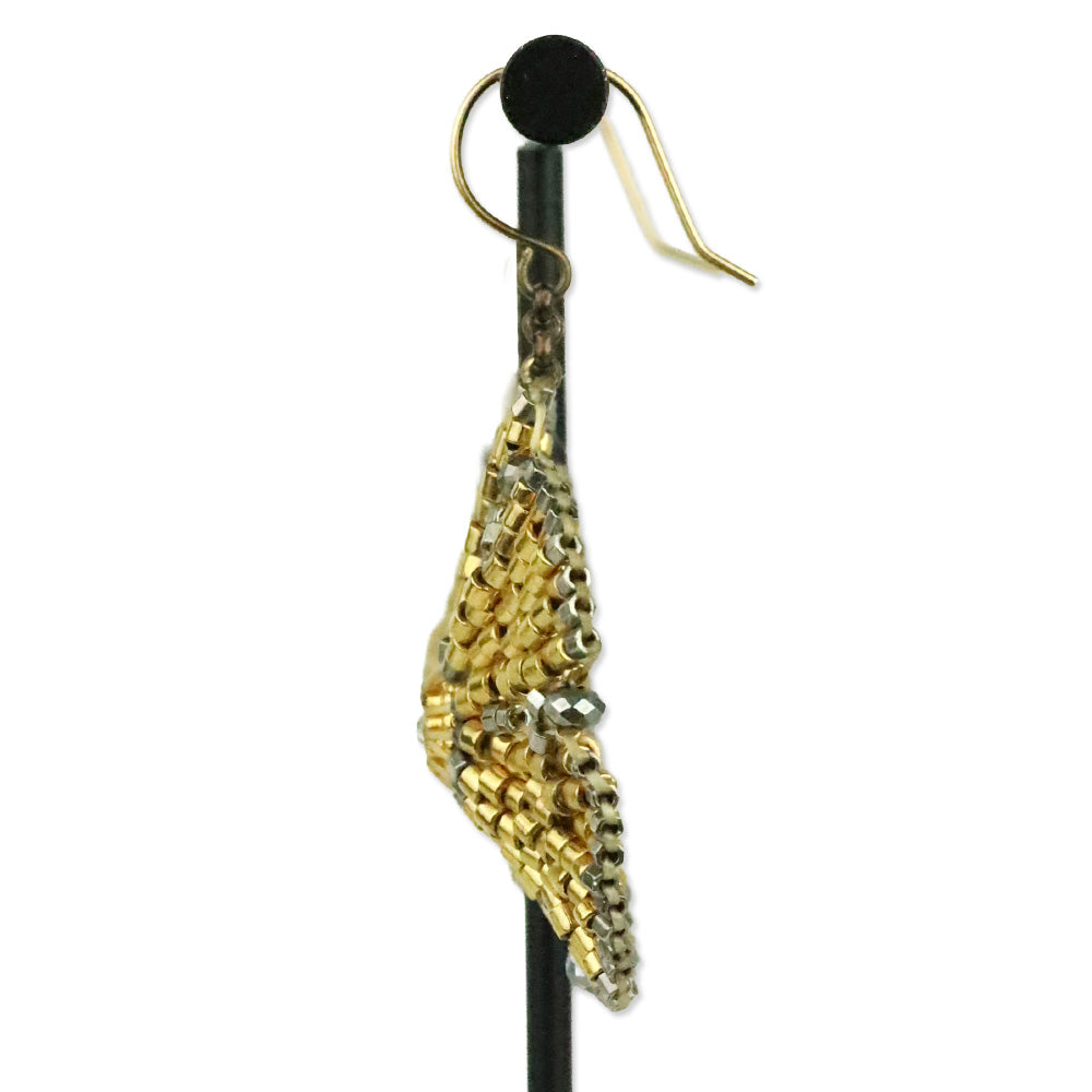 Miguel Ases Silver & Gold Crystal Beaded Earrings