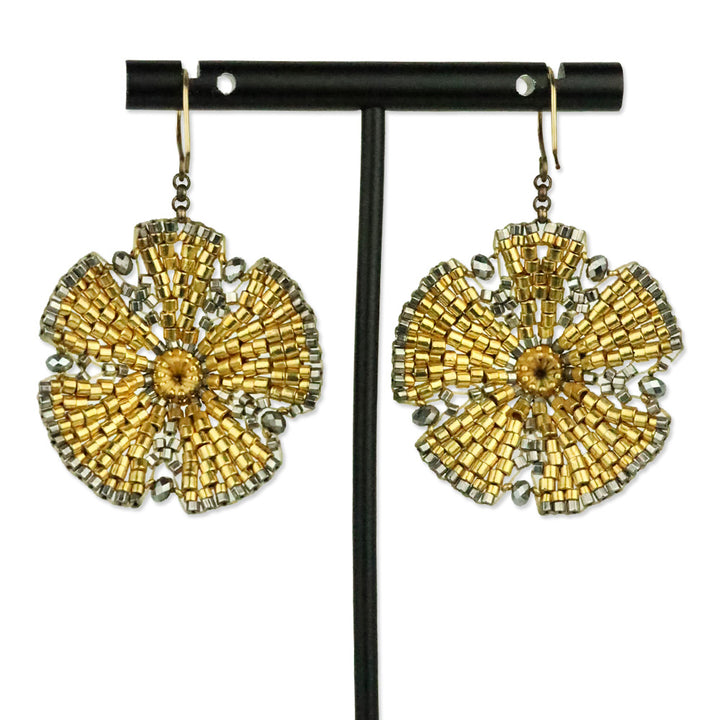 Miguel Ases Silver & Gold Crystal Beaded Earrings