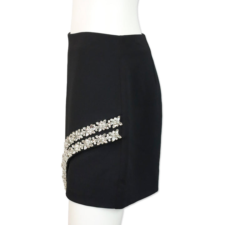 Milly Black Ramona Crystal Trim Crepe Mini Skirt
