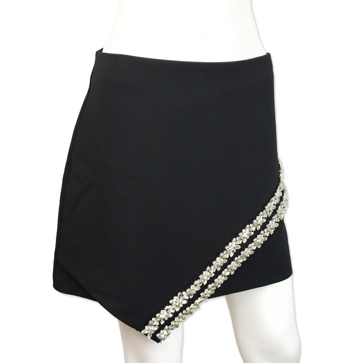 Milly Black Ramona Crystal Trim Crepe Mini Skirt