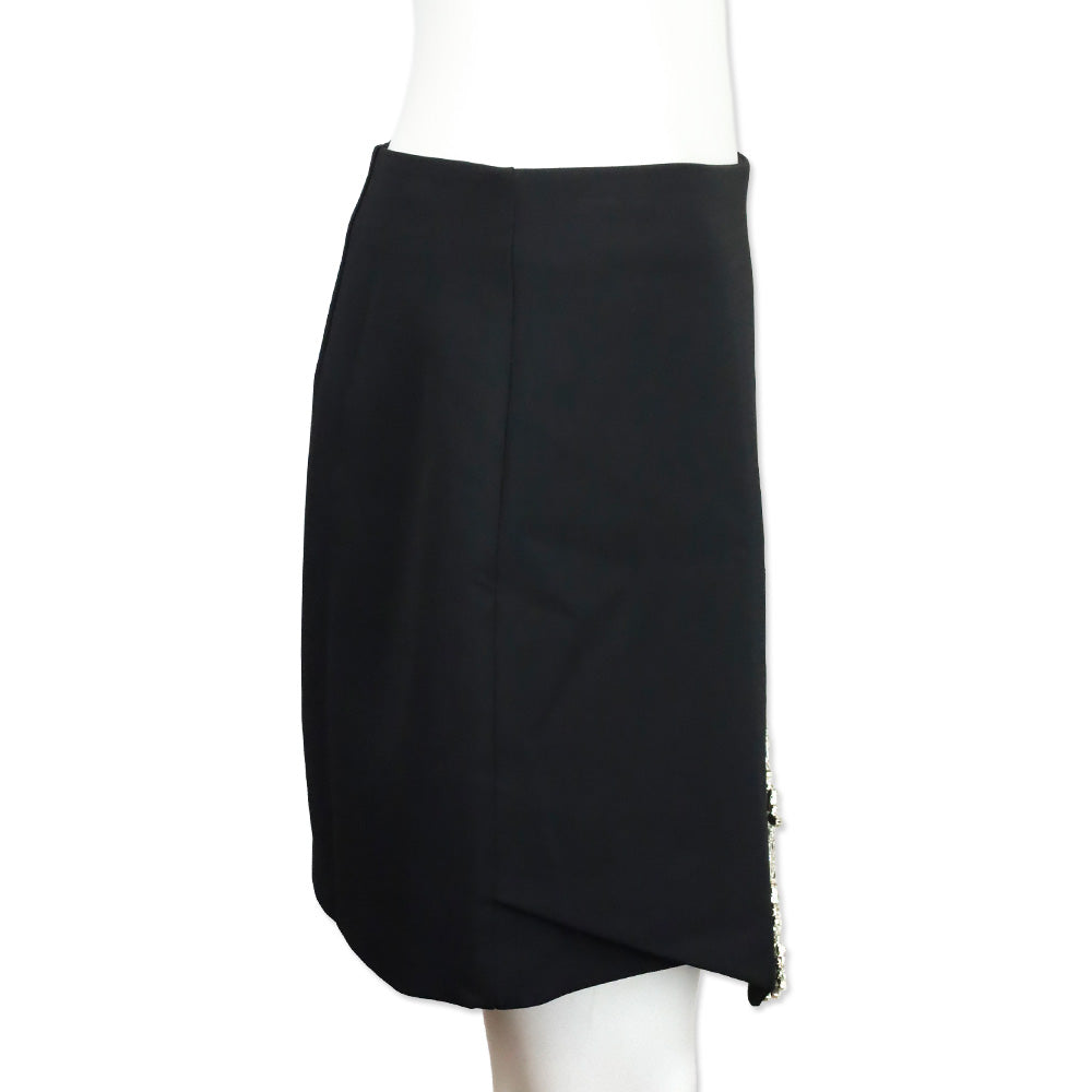 Milly Black Ramona Crystal Trim Crepe Mini Skirt