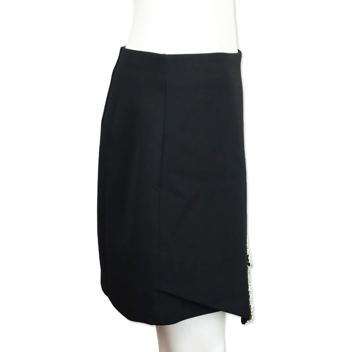 Milly Black Ramona Crystal Trim Crepe Mini Skirt