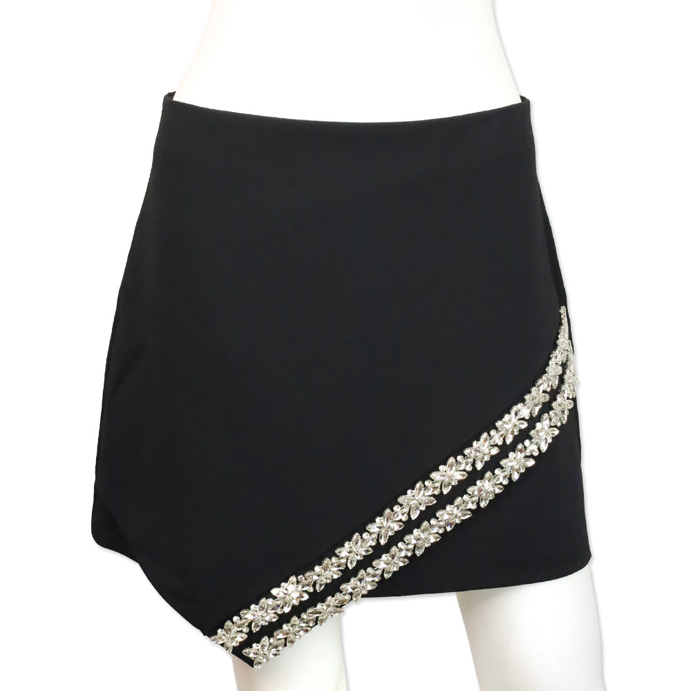 Milly Black Ramona Crystal Trim Crepe Mini Skirt