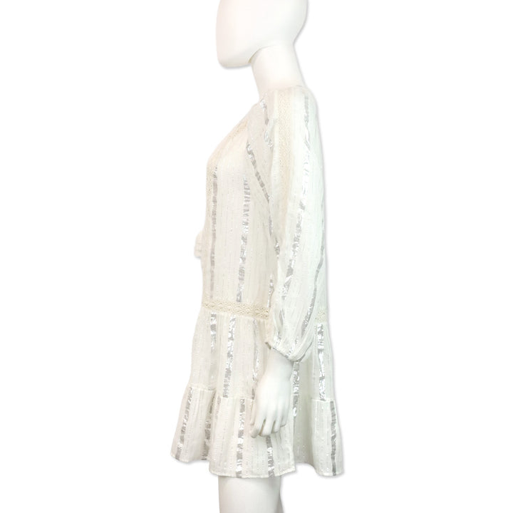 Milly Cabana White Valentine Lurex Stripe Coverup Dress