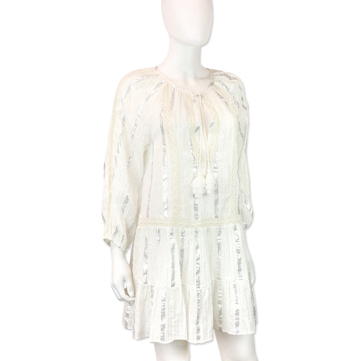 Milly Cabana White Valentine Lurex Stripe Coverup Dress