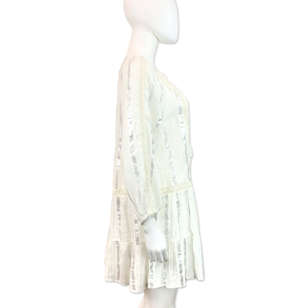 Milly Cabana White Valentine Lurex Stripe Coverup Dress