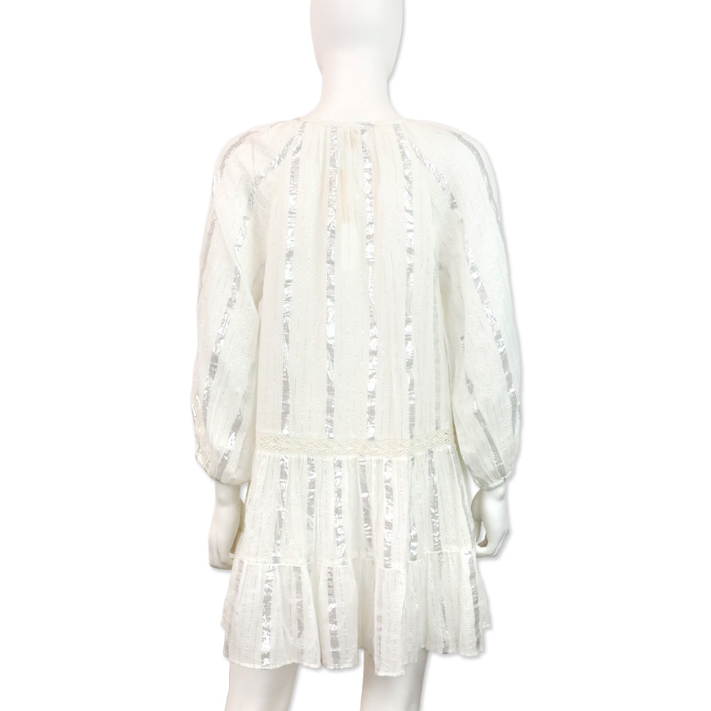 Milly Cabana White Valentine Lurex Stripe Coverup Dress