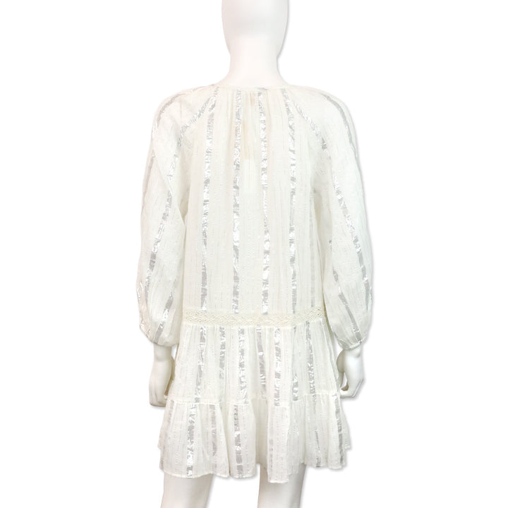 Milly Cabana White Valentine Lurex Stripe Coverup Dress