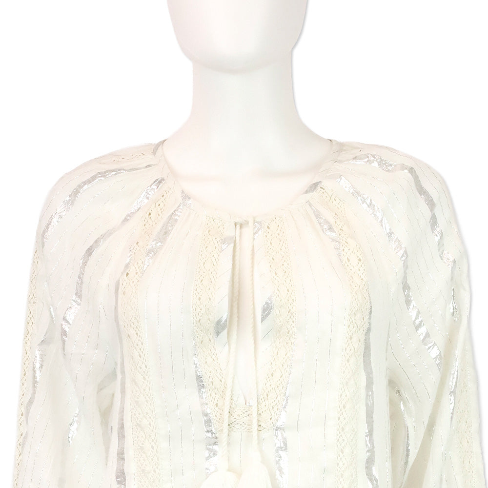 Milly Cabana White Valentine Lurex Stripe Coverup Dress