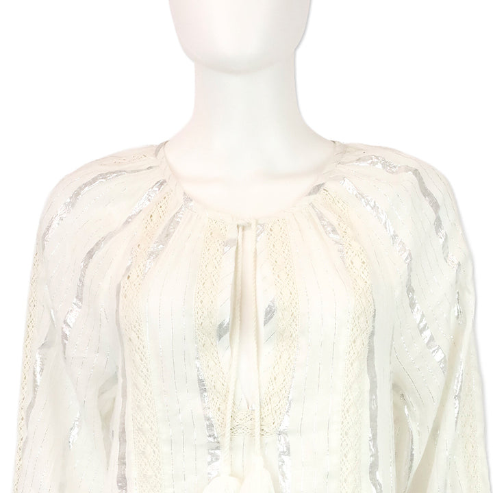 Milly Cabana White Valentine Lurex Stripe Coverup Dress