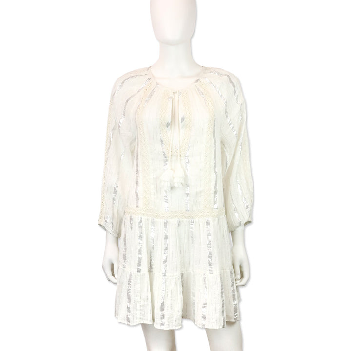 Milly Cabana White Valentine Lurex Stripe Coverup Dress