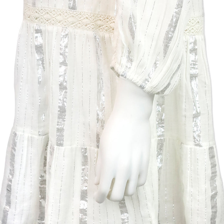 Milly Cabana White Valentine Lurex Stripe Coverup Dress