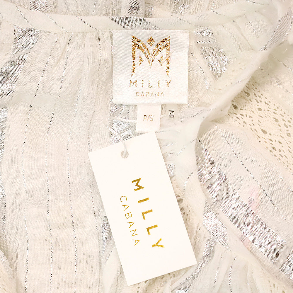 Milly Cabana White Valentine Lurex Stripe Coverup Dress