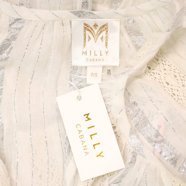 Milly Cabana White Valentine Lurex Stripe Coverup Dress