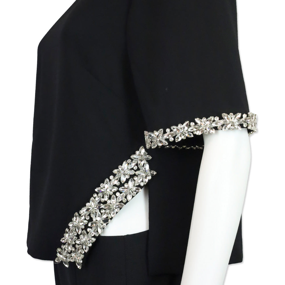 Milly Rayna Black Embellished Crepe Mock Turtleneck Top