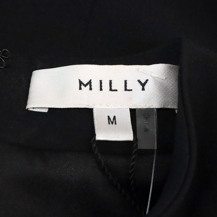 Milly Rayna Black Embellished Crepe Mock Turtleneck Top