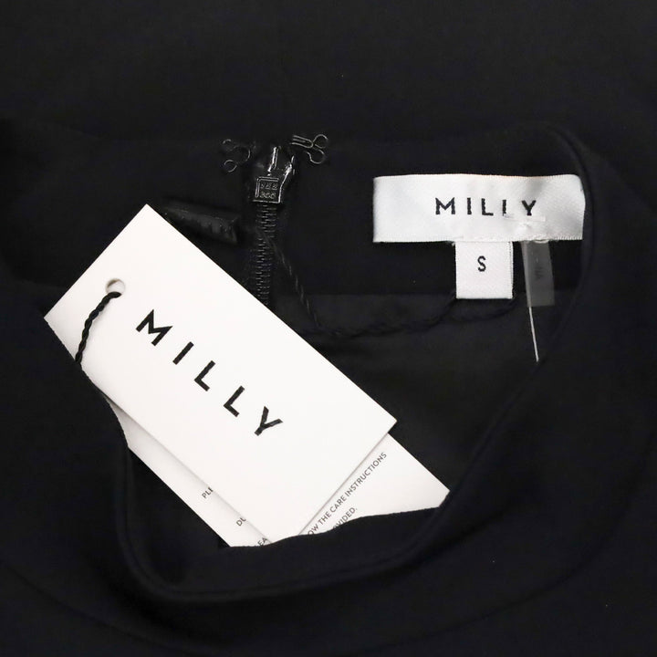 Milly Rayna Black Embellished Crepe Mock Turtleneck Top